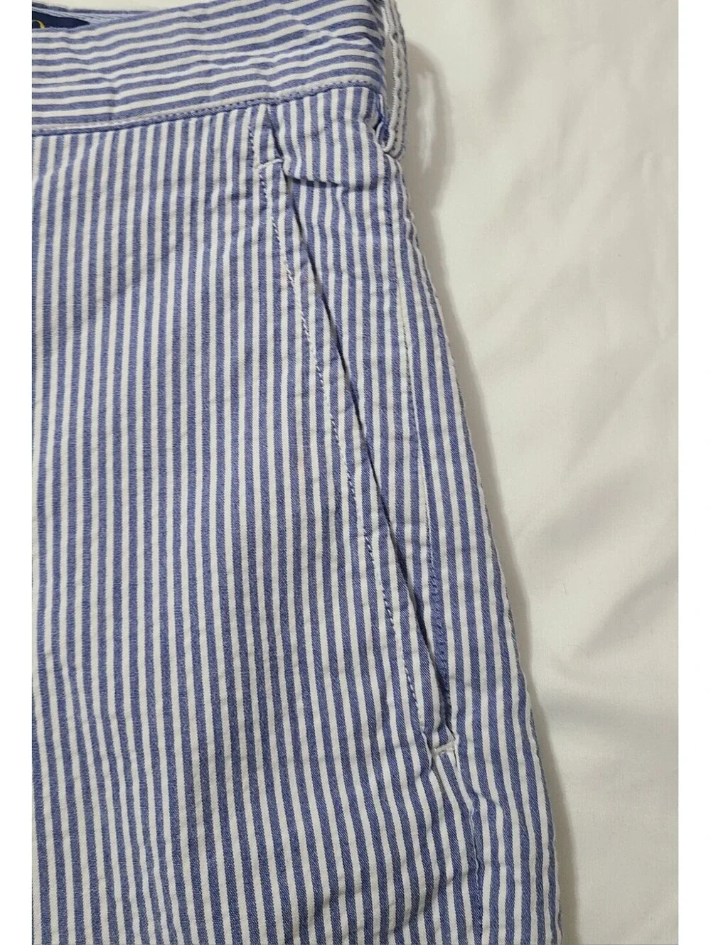 Polo Ralph Lauren Seersucker Shorts Mens Size 34 Blue White Chino Summer Coastal